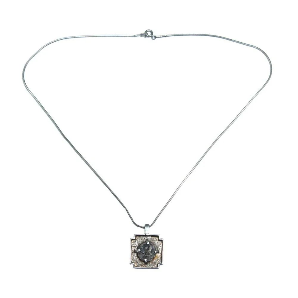 Israel Ancient Coin‎ Judea 37-40 BCE Bronze Prutah Sterling Silver Cross Pendant